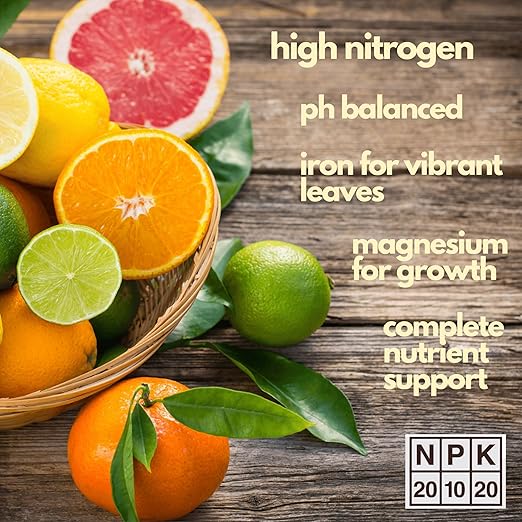 Citrus Fertilizer by Happy Nutrients - High Nitrogen Citrus Tree & Plant Fertilizer with Iron - Nutrient Support for Juicy, Flavorful Citrus - 1.5 lbs for Indoor/Outdoor Citrus Trees & Fruit Plants