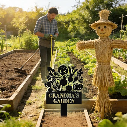 Custom Metal Vegetables Garden Sign with Stake, Personalized Garden Signs for Outside, Customized Garden Name Signs for Yard Lawn Outdoor Decor Gardening Gifts for Moms Grandmas Gardeners