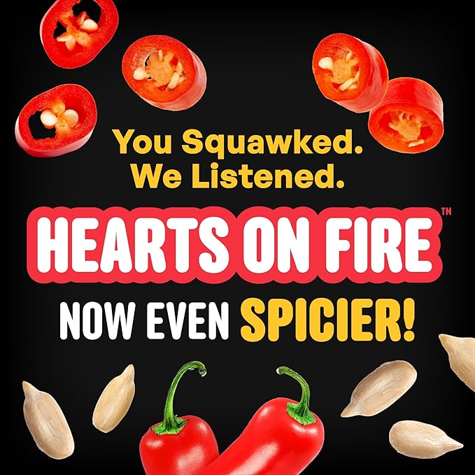 Hearts on Fire Hot Bird Seed – 10 lb. 100% Hulled Sunflower Hearts with Chili Pepper Oil – No Waste Bird Seed for Outside Feeders