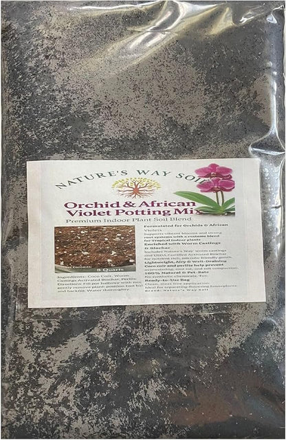 Nature’s Way Soil® Orchid & African Violet Potting Mix – Premium Coco Coir, Worm Castings, Activated Biochar & Perlite | Lightweight, Nutrient-Rich Indoor Plant Blend -12 Quarts