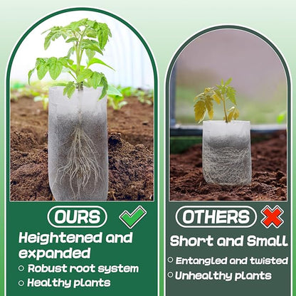Cosweet 13.5''H Deep Nursery Grow Bags, Biodegradable Non-Woven Fabric Planting Pots for Indoor and Outdoor Garden Growing Seedlings Vegetables Flowers Fruits (60 PCS)