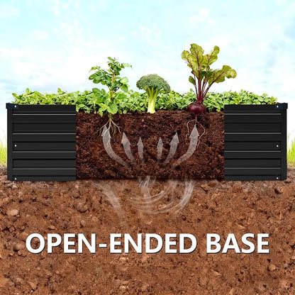Vengarus 6x3x1FT (2 Pack) Galvanized Raised Garden Bed Kit, Outdoor Metal Planter Box for Vegetables, Rectangular Steel Container, Easy Assembly (Black)