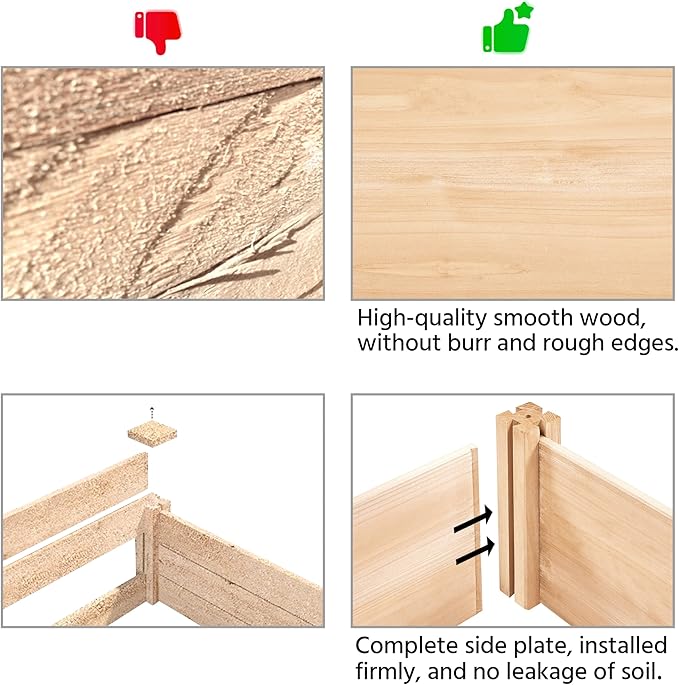 Topeakmart Wooden Elevated Raised Garden Bed Kit Divisible - Garden Planter Boxes for Vegetables Outdoor Outside 95x 25 x 11inches