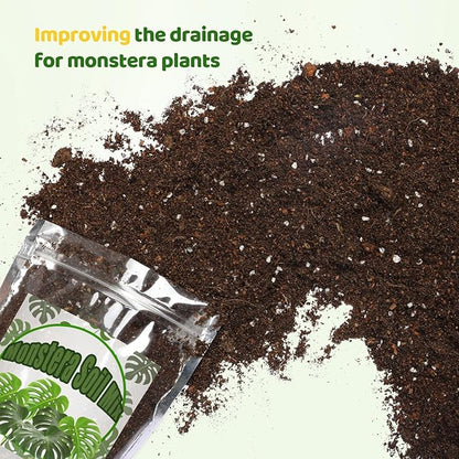 Monstera Potting Soil 10qt - Premium Tropical Blend with Rapid Drainage for Growing and Repotting Monstera Deliciosa (Split-Leaf Philodendron) and Swiss Cheese Plants