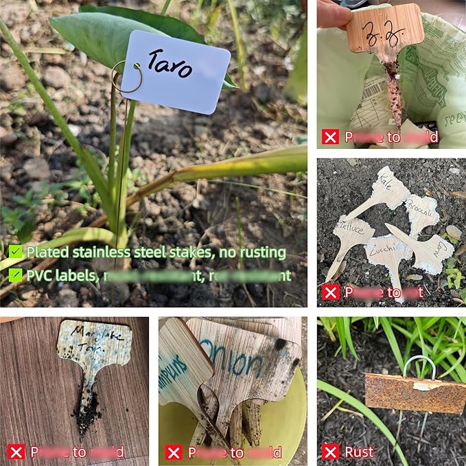 Plant Labels Kit, 20 PCS 12'' Copper Plant Tags Stakes with 40 PCS 1.97'' x 3.54'' Reusable Garden Labels Outdoor Waterproof Plus Marker Pen