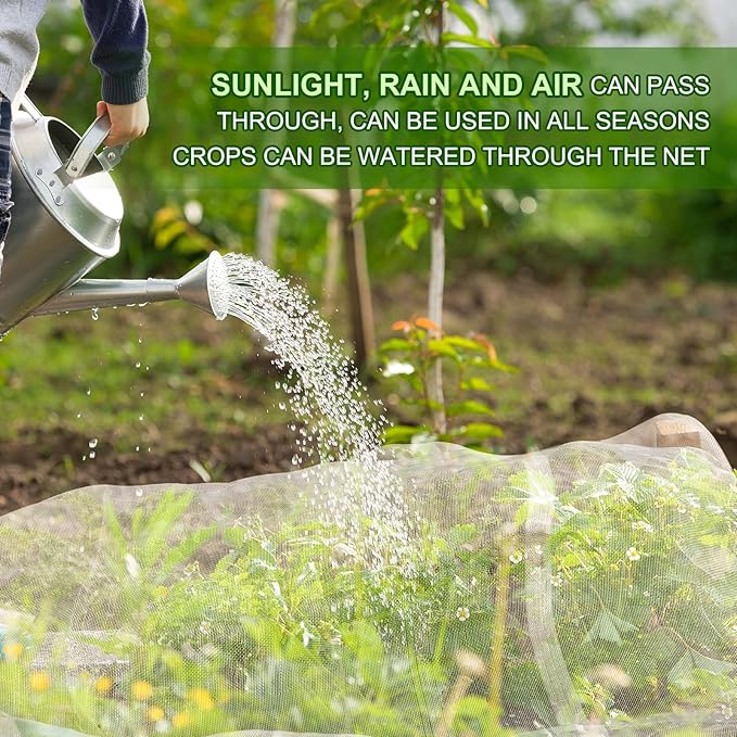 Garden Netting, Jevrench Durable Ultra Fine Garden Netting, Garden Plant Cover Row Cover Makes Plants, Vegetables, Fruits, and Flowers Grow Better (10ft x 50ft)