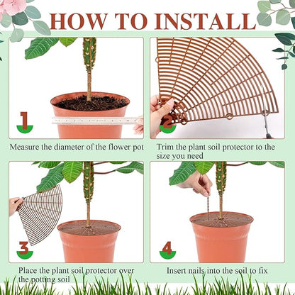 Sawysine 3 Pcs Plant Pot Cover Plant Protector from Animal Flower Pot Grid with Center Cutout Flower Cover Soil Protectors(Coffee,20.5 in)
