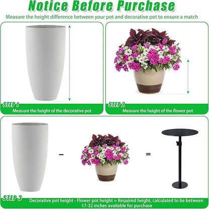 Adjustable Plant Risers for Inside Pots, 17-31" Rise Metal Planter Insert Filler for Large Pots, Plant Lift Pot Risers for Indoor Outdoor Tall Taper Planter Container (6" 8" 10" Base Top, Set of 1)