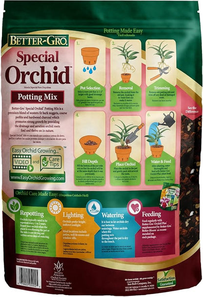 Better-Gro Special Orchid Mix - Premium Grade Orchid Bark Potting Mix for Potting,Repotting,Enhanced Drainage,Air Flow & Root Ventilation,for Phalaenopsis,Cattleyas,Dendrobiums,8 Quarts,(Pack of 2)