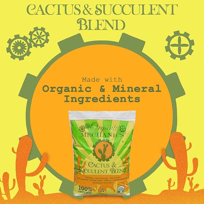 Organic Mechanics Cactus and Succulent Blend Potting Soil, 2 qt (Pack of 10) – Well-Drained Organic Mix – Enhances Plant and Root Growth with Biochar, Rice Hulls, and Worm Castings