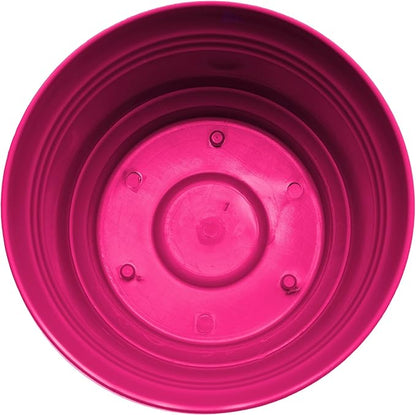Bloem Saturn 5" Fuchsia Round Resin Planter Pot with Snap-in Saucer for Indoor and Outdoor Gardening