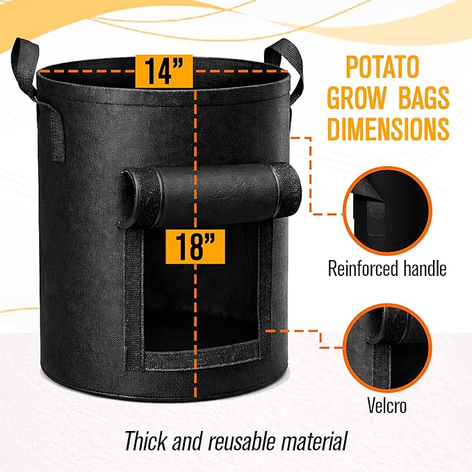 SunVara Potato Grow Bags 10 Gallon Grow Bags 5 Pack
