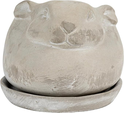Creative Co-Op Cement Rabbit Planter with Saucer (Set of 2 Pieces)