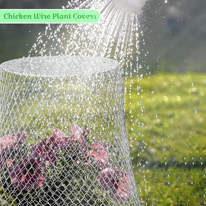 Therwen 15 Pcs Large Chicken Wire Cloche Plant Protector Cover 11x12 Inch Metal Garden Cloche Dome for Plants Wire Protection Basket with Garden Stakes Plant Cages from Animals (Silver)