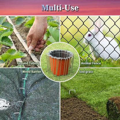 Gtongoko 50 Pack 4 Inch Galvanized Landscape Staples Garden Stakes Plant Cover Stakes 11 Gauge Tent Stakes Ground Stake for Landscaping Securing Weed Barrier Fabric, Christmas Decorations