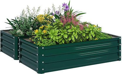 Outsunny Galvanized Raised Garden Bed, 4' x 2' x 1' Metal Planter Box, for Growing Vegetables, Flowers, Herbs, Succulents, Green