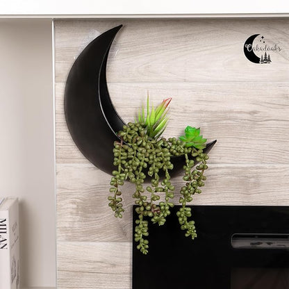 Wall Planter - Window Planter - 14Pcs Artificial Succulents - Hanging Moon Planter - Boho Hanging Planters for Indoor Plants, Air Plant, Cactus, Faux, Unique Gifts for Women, Birthdays, Plant Lovers