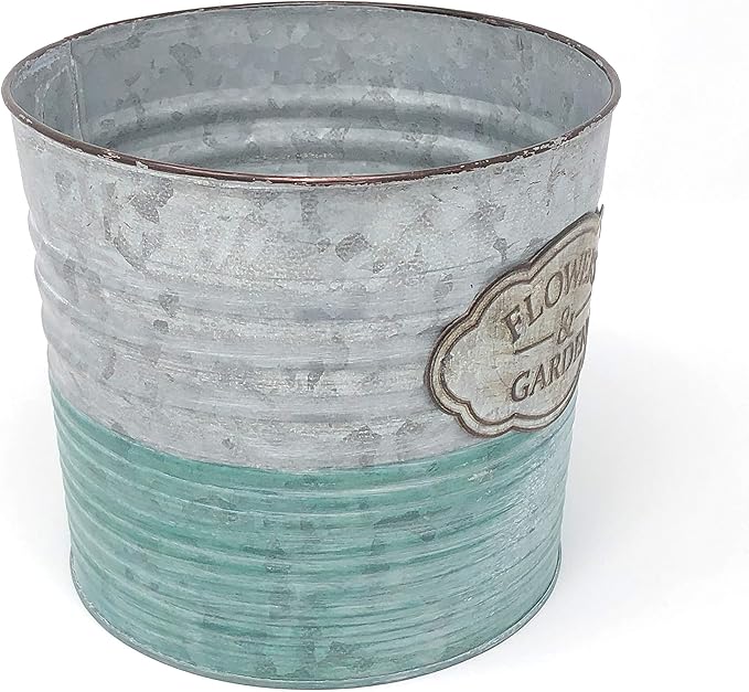 allgala Galvanized Planter Pot Indoor and Outdoor Decoration-7"-HD60073