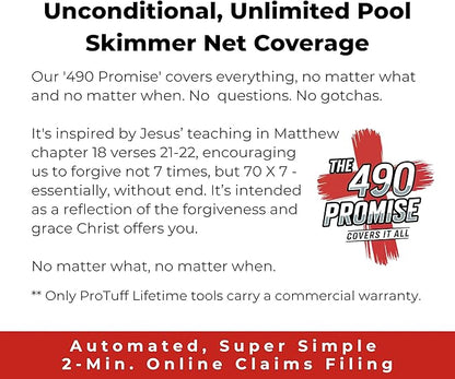 ProTuff Flat Pool Skimmer Net – 2 Year Unconditional Free Replacement – Heavy-Duty Flat Net, Fine Mesh for Leaves, Silt & Pollen – Strong Aluminum Frame, Fits Standard Telescoping Pole