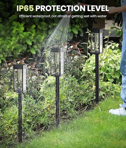 Solar Pathway Lights for Outside,4 Pack Garden Light Outdoor Waterproof IP65, Bright Pathway Lights Powered Classic Square Design for Walkway/Driveway (Cool White)