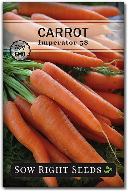 Sow Right Seeds - Carrot Seed Collection for Planting - Rainbow, Nantes, Imperator, Parisian and Kuroda Varieties - Non-GMO Heirloom Packet - Plant and Grow Your Outdoor Home Vegetable Garden