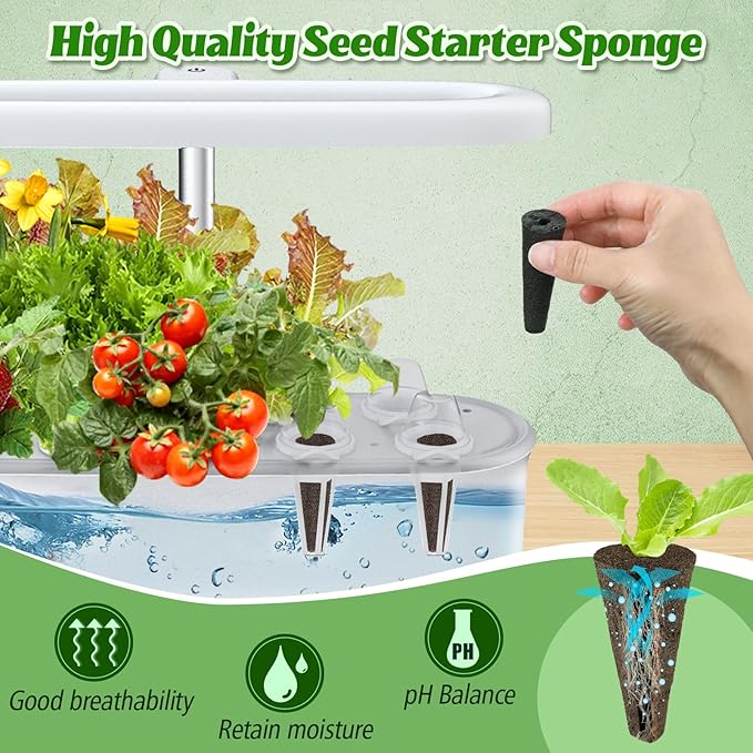 Alphatool 100 Pack Grow Sponges Replacement Compatible with AeroGarden - Seed Starters Pods for Improving Germination Rate Speed, Seeds Starting Kit for Indoor Garden Hydroponics Growing System