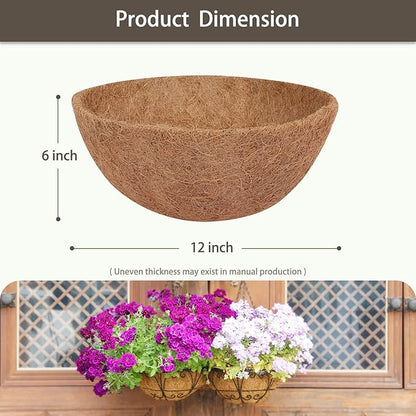 GreatBuddy 4 Pcs Coconut Hanging Basket Liners 12 Inch, Sturdy Round Coco Liners for Planters, Perfect Replacement for The Old, 100% Natural, Easy to Straighten Out