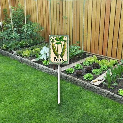 Uptell Vegetable Garden Peas Yard Sign Label With Stake Plant Markers For Outdoor Plants Waterproof 8x12inch Nursery Garden Outdoor Sign