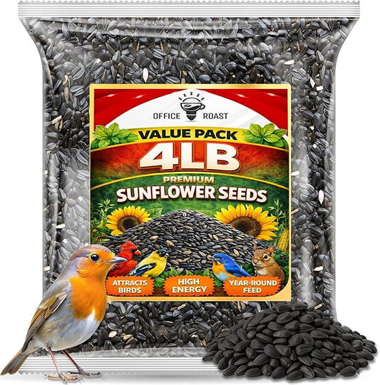 Premium Black Sunflower Seeds – | 4 LB Bulk Value Pack | Natural Wild Bird Seed for Backyard Feeders, High-Energy Food for Songbirds