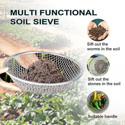 3PCS Soil Sifter for Gardening, Rock Sifter for 5gallon,Compost Sifter Dirt Sifter,Captures Dirt Rocks Sawdust