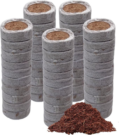 Netted Coco Coir Discs (30mm 50-Pack) - Coconut Coir Seed Starting Discs - Coconut Fiber Seedling Soil for House Plants, Potting Soil, & Indoor Plants - Organic Coco Coir for Plants & Potting Mix