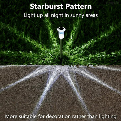 DenicMic Solar Lights Outdoor 15 Pack Waterproof 6000K Cold White LED Stainless Steel Stake Outside Lights for Yard Pathway Garden Driveway Walkway Landscape Path Lighting
