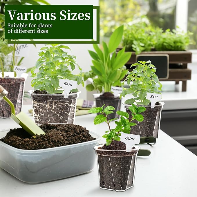 40 Pack Clear Nursery Pots for Plants, 3.9/4.7/5.5/5.9/6.3 Inch Reinforced Plastic Plant Pots with Drainage Holes High Transparency Plant Pot Seed Starter Pot High Transparency with 30 Plant Labels