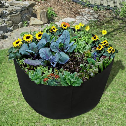 Firlar 2 Pack Raised Garden Bed, Fabric Raised Planting Bed, 100 Gallon Breathable Garden Grow Bags Round Planter Box for Herb, Flowers and Vegetables, 38 x 20 inch