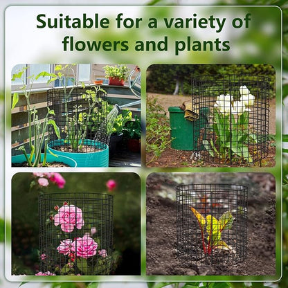 6 Pack Plant Protector from Animals, KWISAMR 13.5" Dia x 14" H Pre-Bent Wire Plant Protectors, Metal Plant Cages for Outdoor Plants Plant Cage & Supports Keep Animal Out Garden