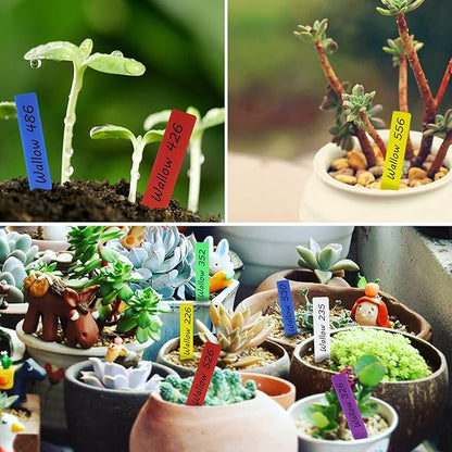 Mziart 120Pcs 4 Inches Plastic Plant Tags Waterproof Nursery Garden Plant Labels Stakes Pot Markers, Multicolor