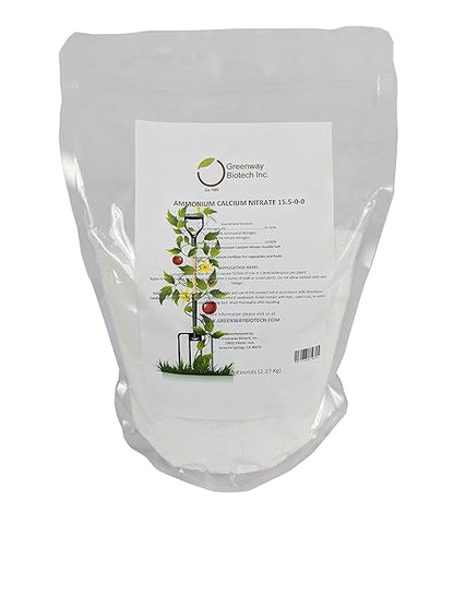 Greenway Biotech, Inc. Calcium Nitrate Solution Grade 15.5-0-0 Fertilizer Contains 15.5% Nitrogen & 19% Calcium for Tomatoes Plants- Water Soluble Hydroponics Fertilizers for Vegetables- 5 Pounds
