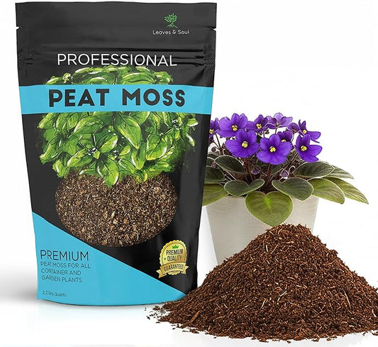 Professional Peat Moss | for Container and Garden Plants | All Natural Lightweight Soil Additive | Large 2.2 Quarts | Made in USA