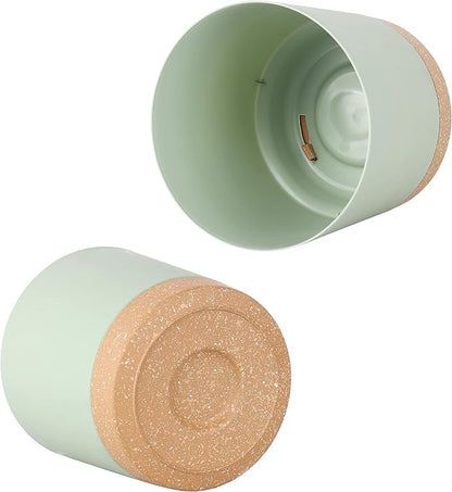 kubvici Indoor Plant Pots Set of 2 Planters 8 inch Plastic Planter with Hole & Saucer Modern Decorative for Outdoor Garden Home (Green, 8 inch)
