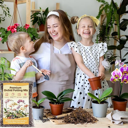 Orchid Potting Mix, Premium Orchid Soil for Repotting with Natural Pine Bark, Perlite, Coco Peat and Moss, Well-Draining Orchid Mix for Indoor Plant, Orchid, Succulents - 1QT