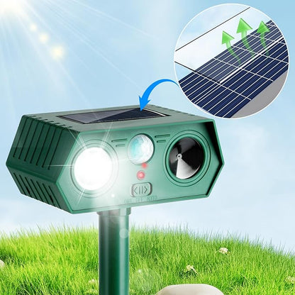 2Pack 2026 Ultrasonic Animal Repellent Outdoor Deer Repellent Devices Solar Animal Repeller Motion Activated Deterrent to Scare Cat Squirrel Rabbit Raccoon Skunk with LED Flash Lights for Yard Lawn