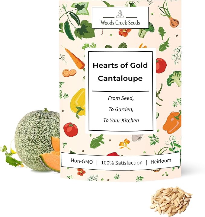 Hearts of Gold Cantaloupe Seeds for Planting – Heirloom Non-GMO Melon Seeds for Home Gardens | Woods Creek Seeds