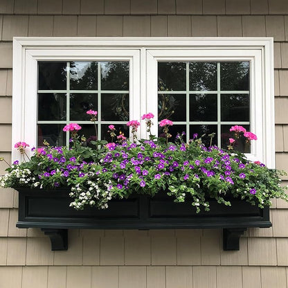 Mayne Nantucket 4-Foot Window Box – Self-Watering, Weather-Resistant Planter for Flowers – Durable Design for Outdoor Use, Perfect for Windows