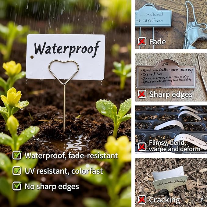 Plant Labels Kit, 20 PCS 12'' Copper Plant Tags Stakes with 40 PCS 1.97'' x 3.54'' Reusable Garden Labels Outdoor Waterproof Plus Marker Pen