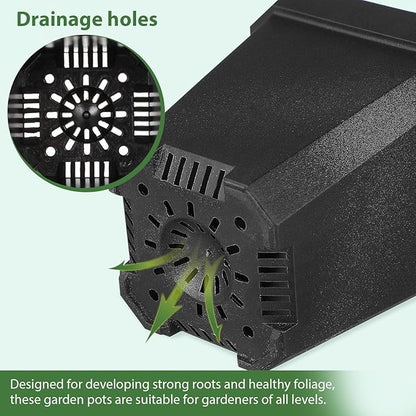 Black Plant Nursery Pots: 5Pcs Seeding Starter Pots, 3 Square Nursery Pot with Humidity Dome, Plastic Plant Container for Garden Vegetable Flower Germination