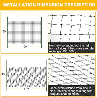 Bird Netting 50ft x 100ft, Heavy Duty Garden Net 1 inch Mesh Nylon Nettings for Chicken Coop Roof, Poultry Netting Deer Fence Trellis Net for Fruits Trees Plants