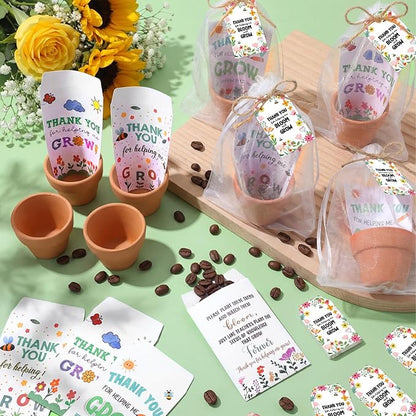 End of Year Gifts Teacher Thank You for Helping Me Grow Envelopes Seed Packets Include 24 Mini Terracotta Pots Seed Packets 24 Self Adhesive Envelopes Thank You Tags Gifts for Graduation