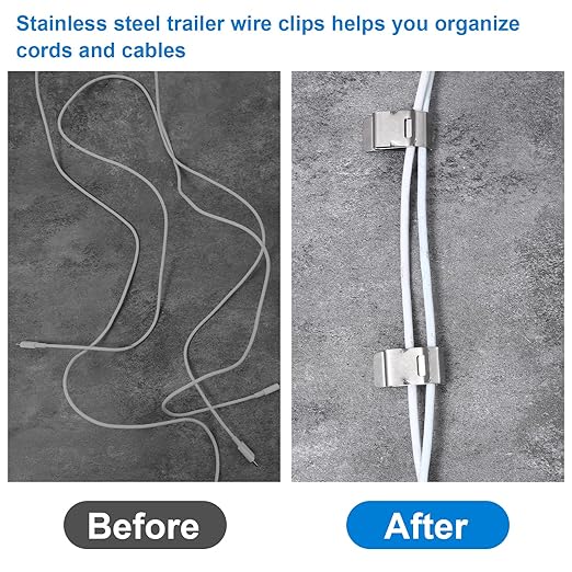 150 Pcs Stainless Steel Cable Clips, Metal Trailer Wire Clip for Electrical Cord Management, Wire Clips for Cords, Metal Cable Clamps Solar Panel PV Wiring Boat Trailer Applications (1 x 0.5 Inch)