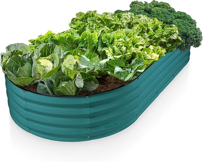 Plant & Plot Galvanized Raised Garden Beds Outdoor // 6×3×1 ft Planter Raised Beds for Gardening, Vegetables, Flowers // Large Metal Garden Box // Patented Tool-Free Design (Turquoise)