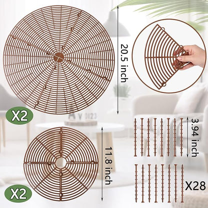 4 Pcs Plant Pot Grid Soil Protector Covers Cuttable Flower Protector 1 from Animals 20.5" 11.8" Cat Digging Stopper Plant Pot Cover with Stakes for Indoor Outdoor Gardening(Brown)